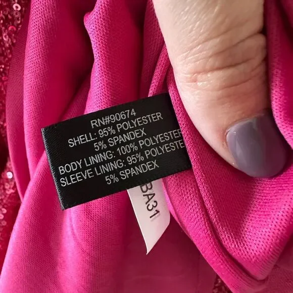 Boston Proper Sparkling Pink Sequin Short Sleeve Mini Dress Size 14 - Picture 7 of 9